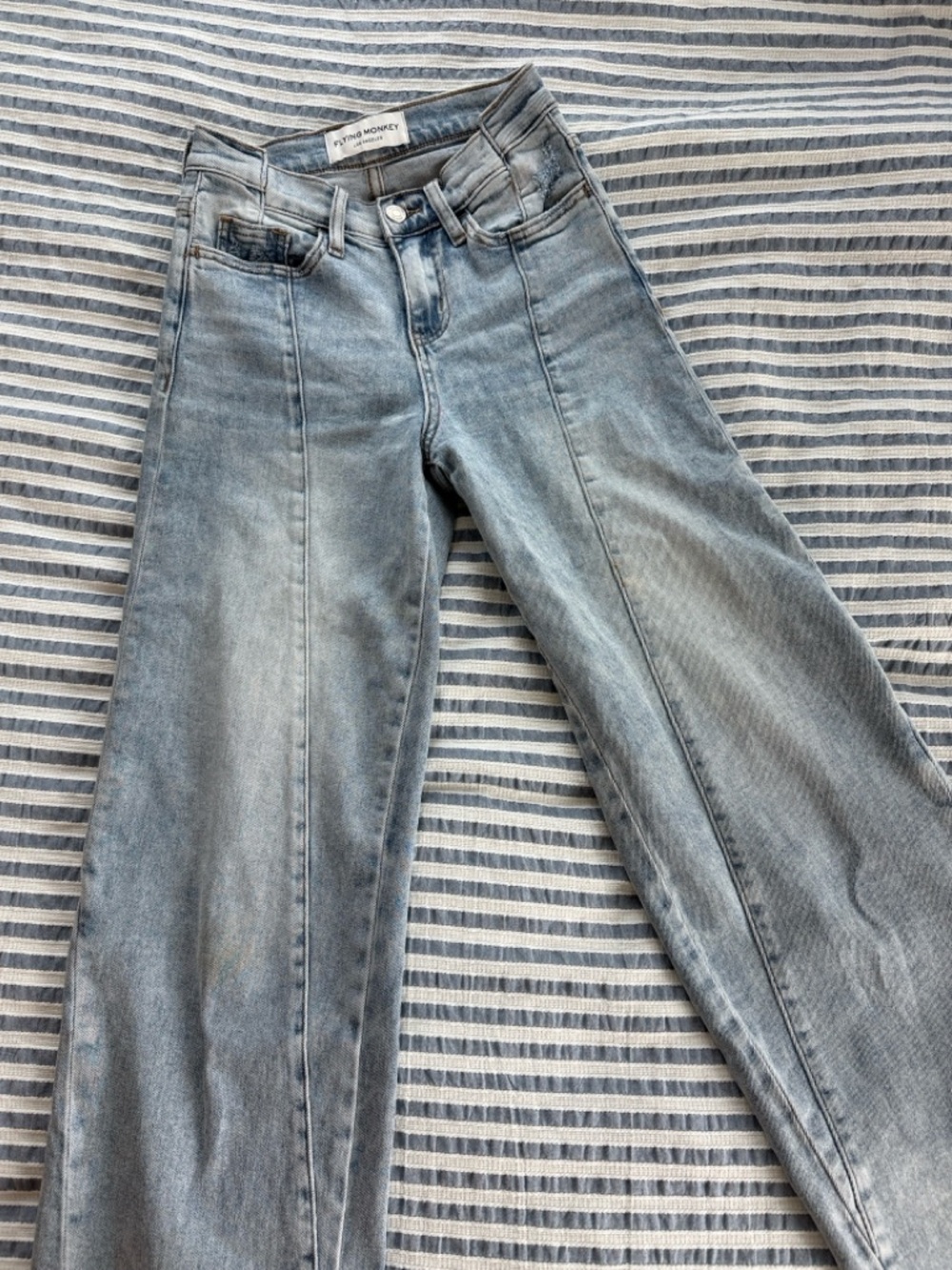 Flying Monkey Wide-Leg Jeans in Light Blue Wash